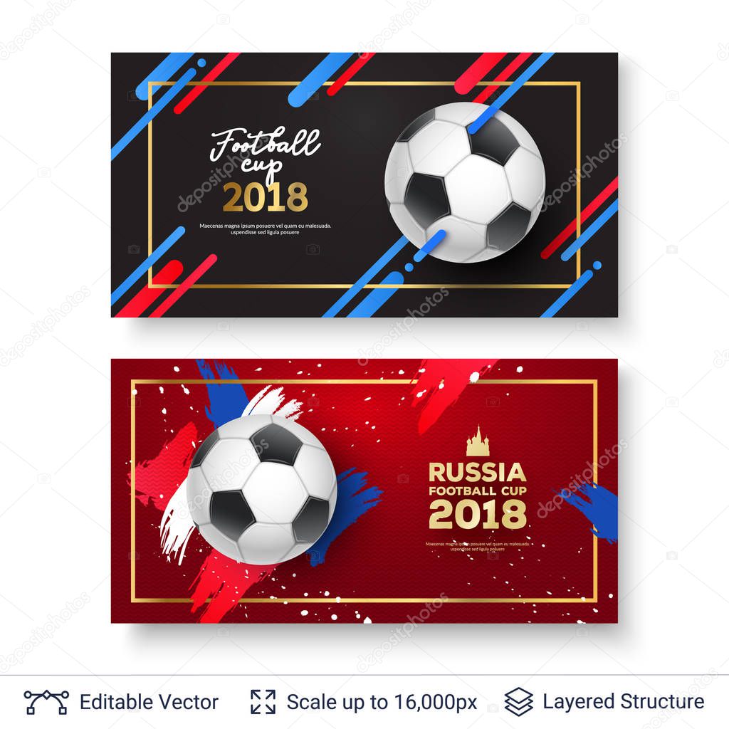Ad text and soccer ball. Editable vector background template.