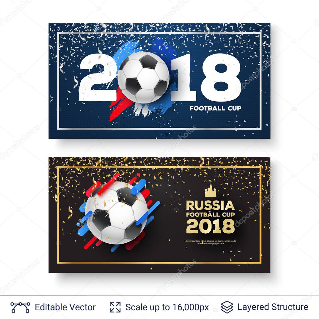 Ad text and soccer ball. Editable vector background template.