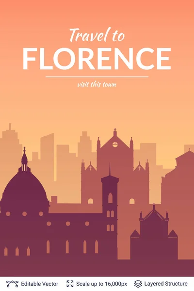 Флоренция известный городской пейзаж . — стоковый вектор