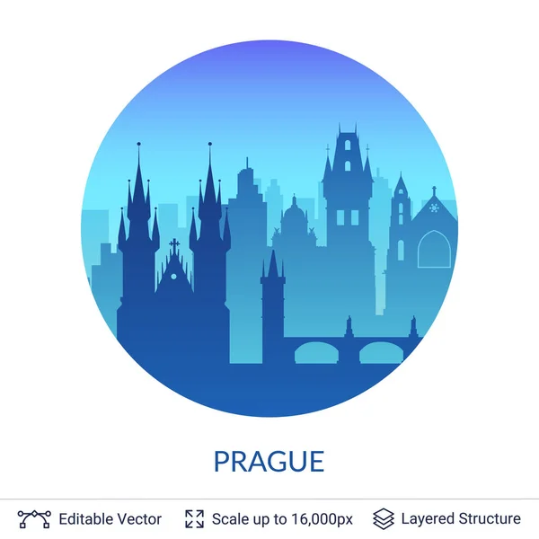 Praga famoso paisaje de la ciudad . — Vector de stock