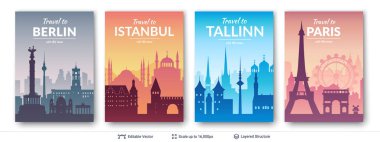 Avrupa ünlü şehir scapes seti.