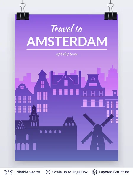 Amsterdam ünlü city scape. — Stok Vektör