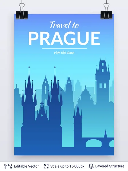 Praga famoso paisaje de la ciudad . — Archivo Imágenes Vectoriales