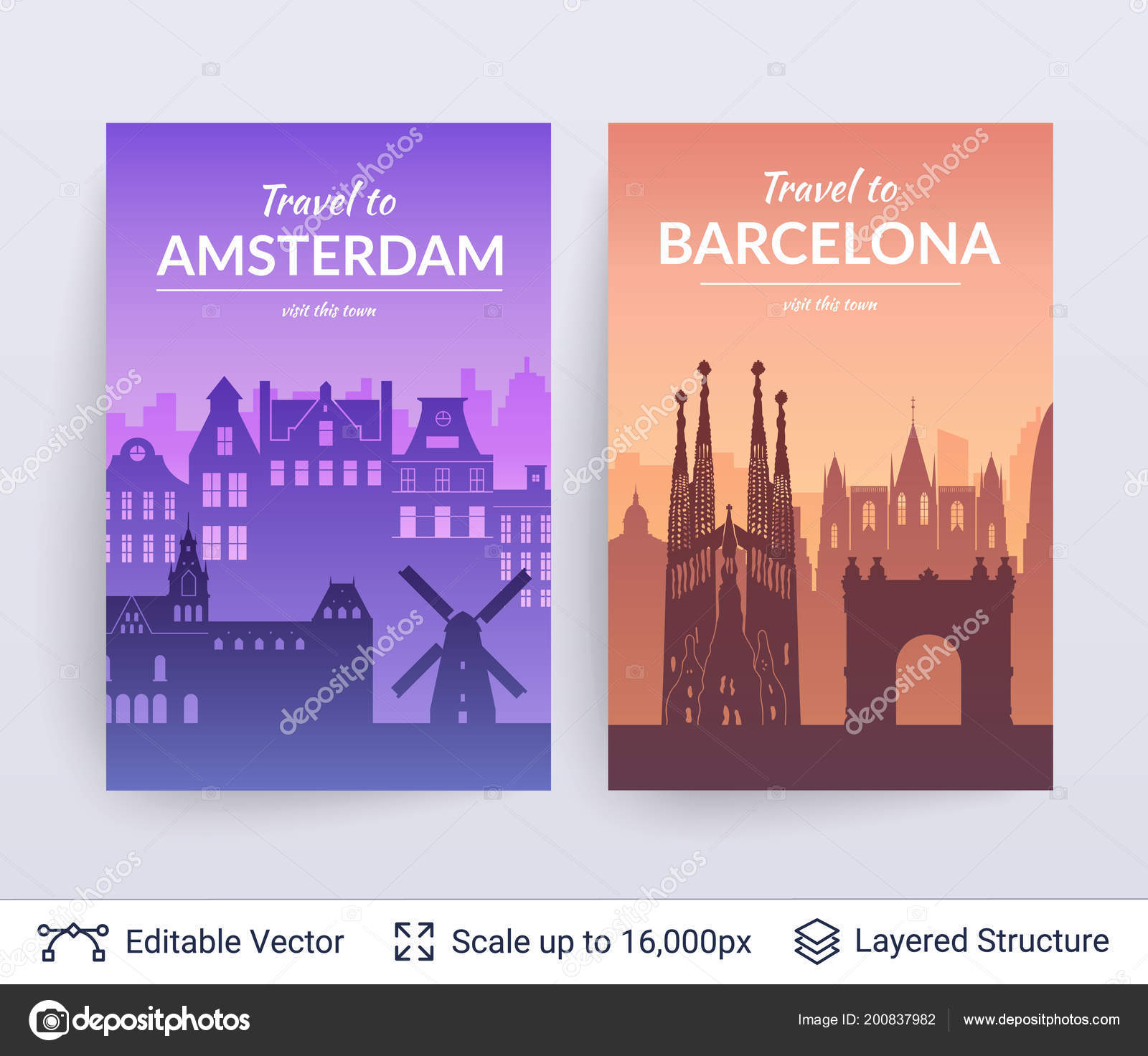 flat well known silhouettes vector illustration easy edit flyers web