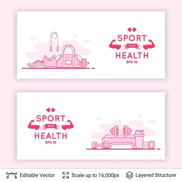 Sport en fitness banners. — Stockvector