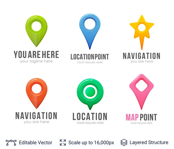 Conjunto de ponteiros de localização do mapa . — Vetor de Stock