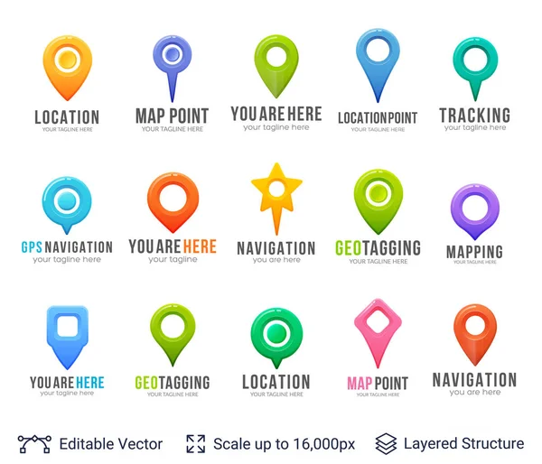 Set of Map location pointers. — Stock Vector