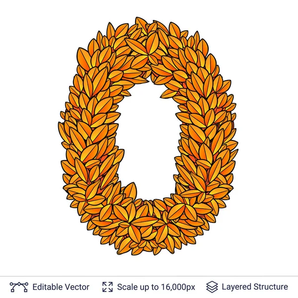 Zéro nombre de feuilles d'automne . — Image vectorielle