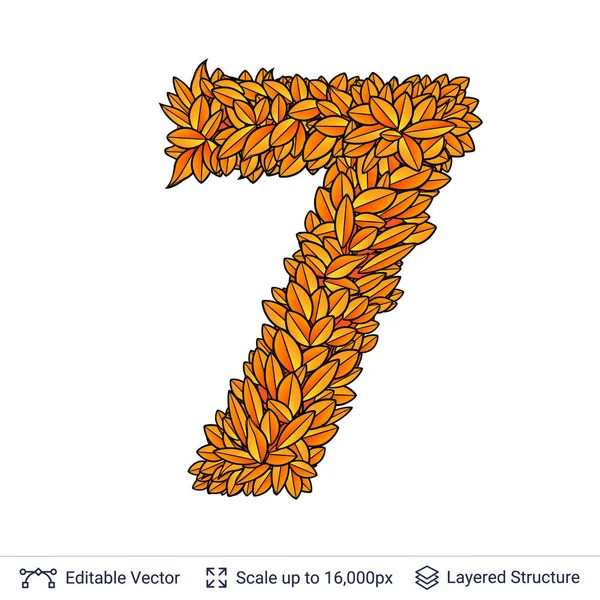 Number seven of autumn leaves. — Stock Vector