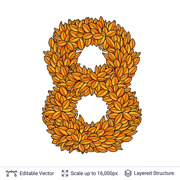 Number eight of autumn leaves. — Stock Vector