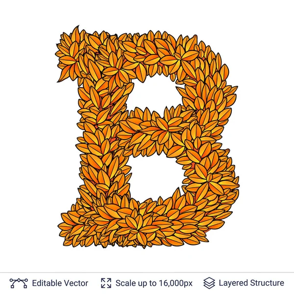 Letter B sign of autumn leaves. — Stock Vector