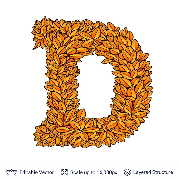 Letter D sign of autumn leaves. — Stock Vector