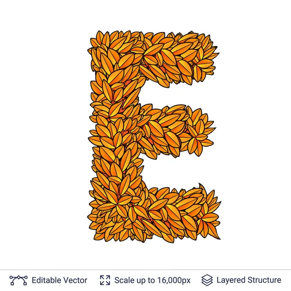 Γράμμα E σύμβολο του φθινοπώρου φύλλα. — Διανυσματικό Αρχείο