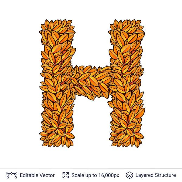 Letter H sign of autumn leaves. — Stock Vector