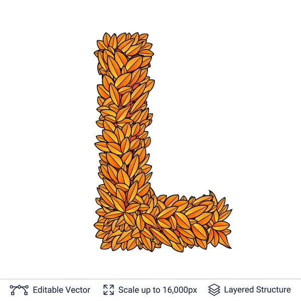 Letter L sign of autumn leaves. — Stock Vector