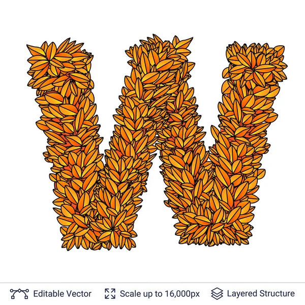 Lettre W signe des feuilles d'automne . — Image vectorielle