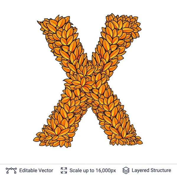 Lettre X signe des feuilles d'automne . — Image vectorielle