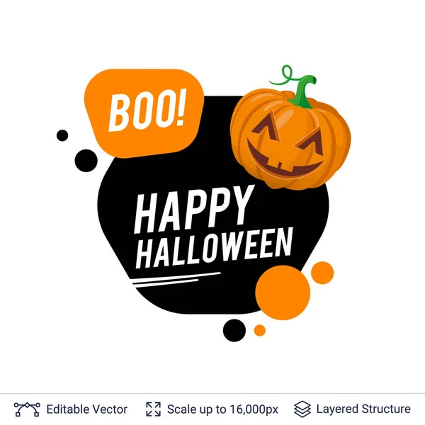 Calabaza tallada Jack linterna y texto de Halloween . — Vector de stock