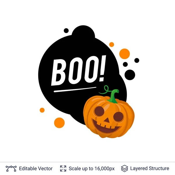 Calabaza tallada Jack linterna y texto de Halloween . — Vector de stock