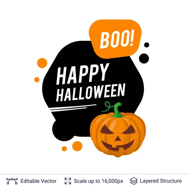 Calabaza tallada Jack linterna y texto de Halloween . — Vector de stock