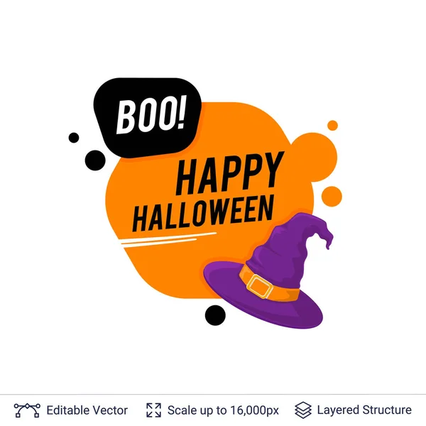 Sombrero de bruja y texto de Halloween . — Vector de stock