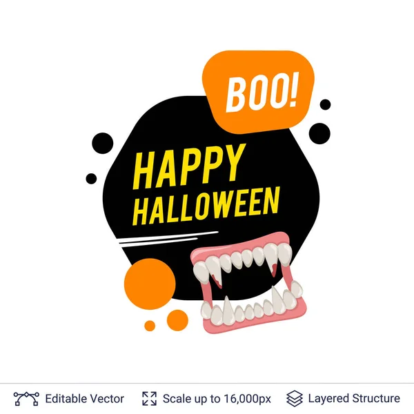 Zęby wampira i Halloween tekst. — Wektor stockowy