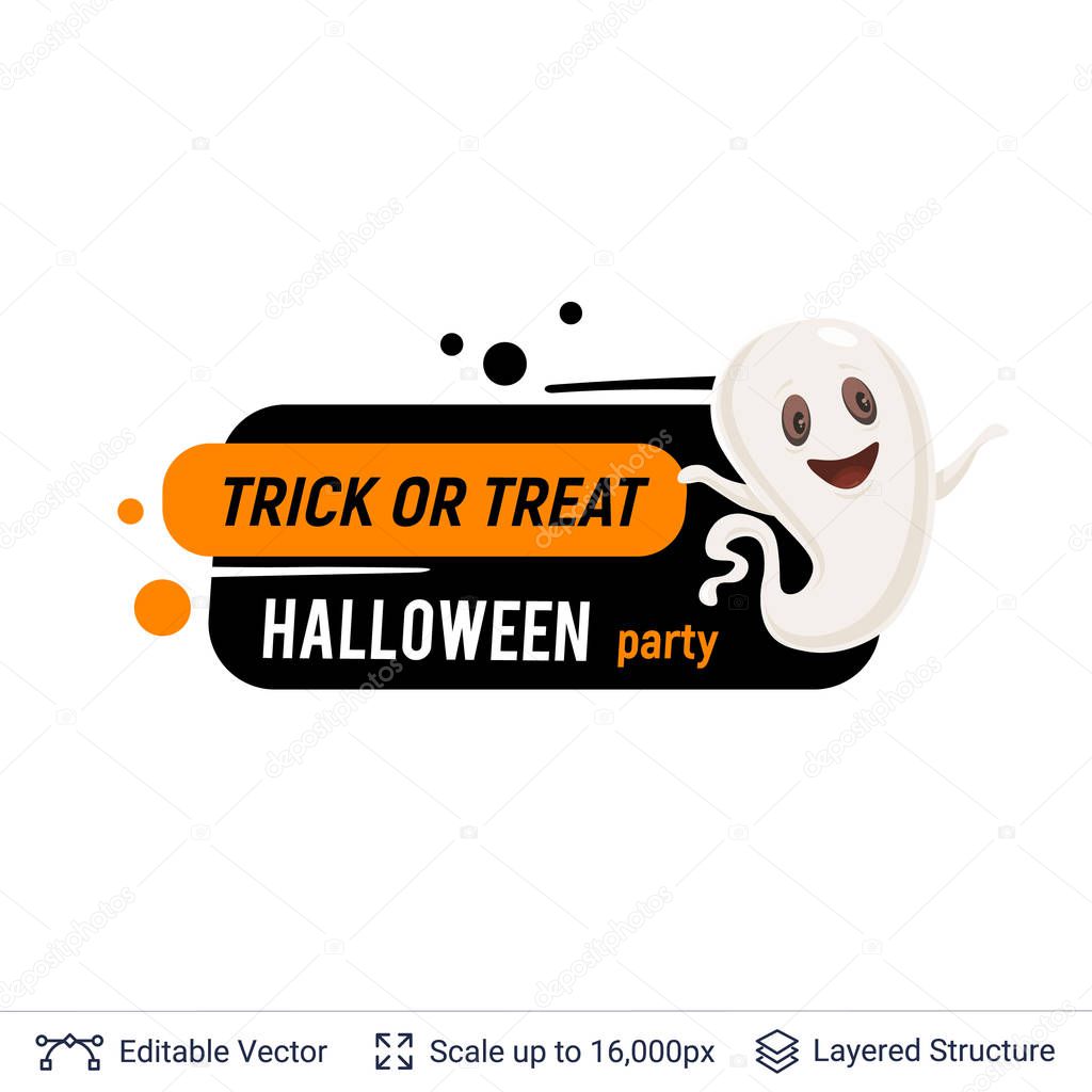 Bright cartoon label with editable copy space for holiday sales and parties.