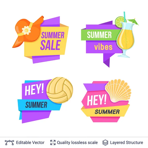 Set of summer badges isolated on white. — Stock Vector