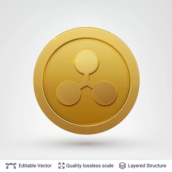 Tętnienie prądu symbol na okrągłe monety z cienia. — Wektor stockowy