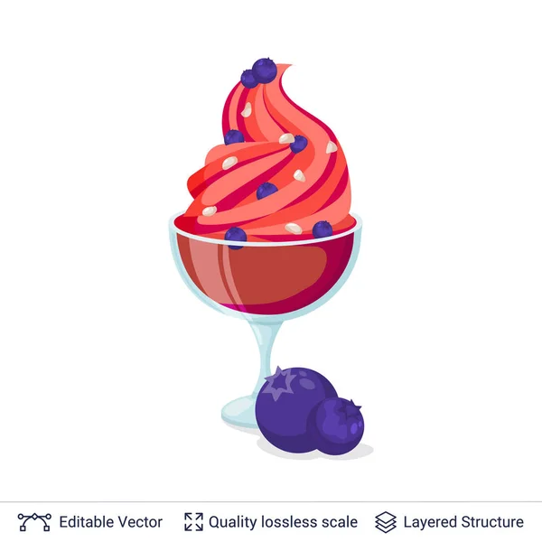 Ice cream uppfriskande dessert isolerad på vit. — Stock vektor
