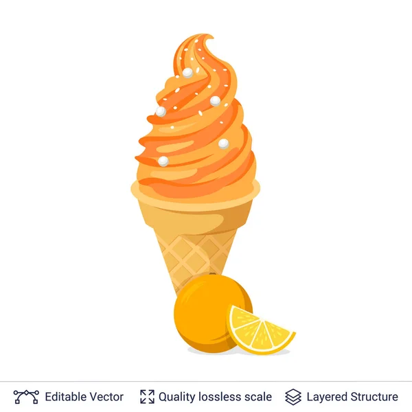 Ice cream uppfriskande dessert isolerad på vit. — Stock vektor