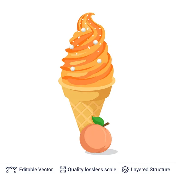 Crème glacée dessert rafraîchissant isolé sur blanc . — Image vectorielle