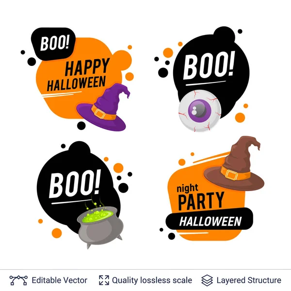 Conjunto de insignias de Halloween con espacio de copia editable . — Vector de stock