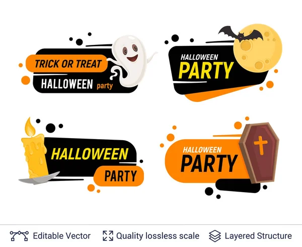 Halloween set van badges met bewerkbare kopie ruimte. — Stockvector