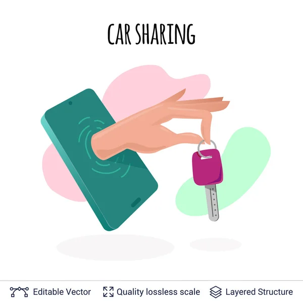 Carsharing Mobile App Icon Vektor Konzept. — Stockvektor