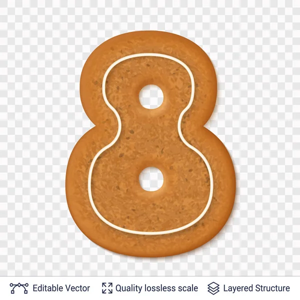 Gingerbread number eight symbol with drop shadow. — Stock Vector