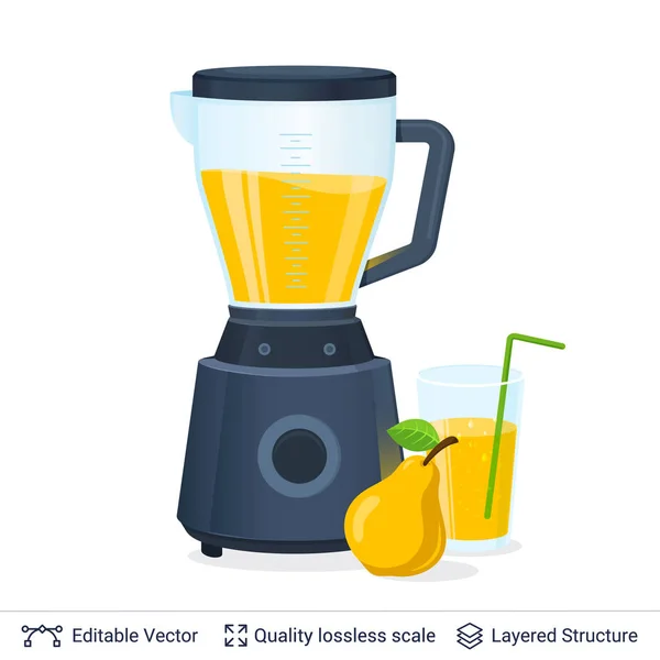 Vruchtensap Squeezer of Blender keuken apparaat. — Stockvector