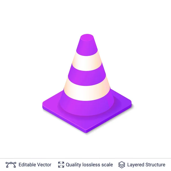 3D-Verkehrskegel-Symbol isoliert auf weiß. — Stockvektor