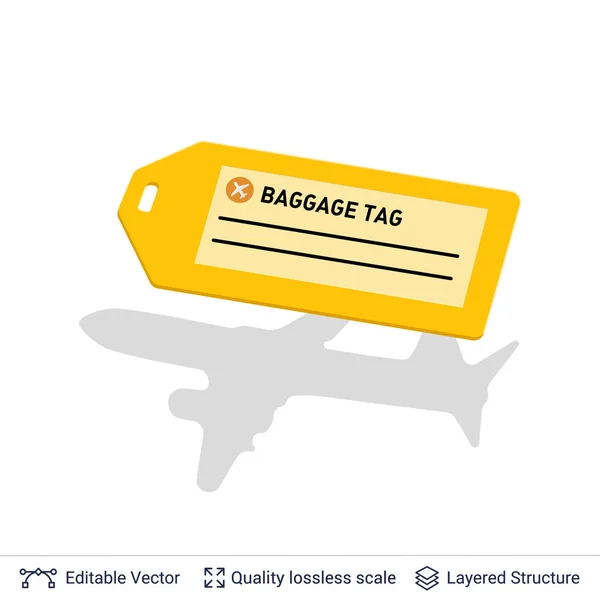 Zářivě žluté zavazadla tag izolované na bílém. — Stockový vektor
