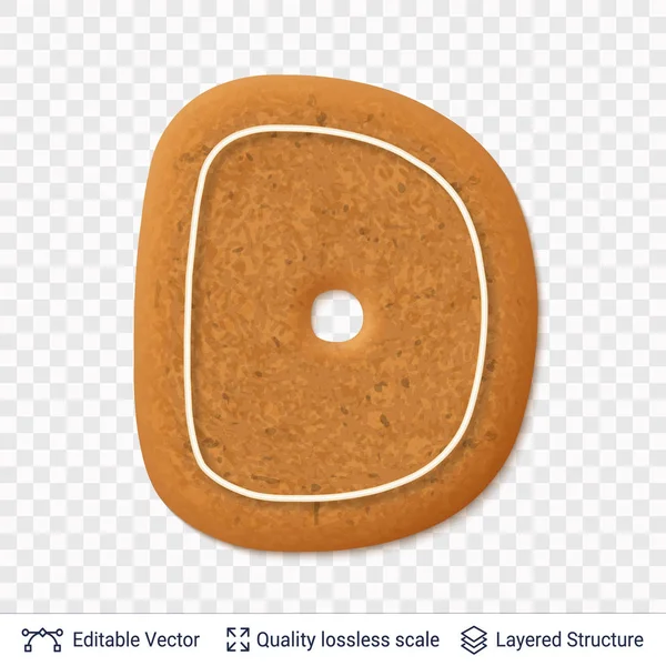 Lebkuchen Buchstabe d Symbol mit Schlagschatten. — Stockvektor