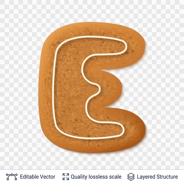 Lebkuchen Buchstabe e Symbol mit Schlagschatten. — Stockvektor