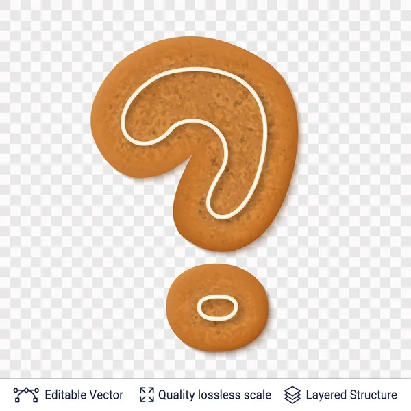 Lebkuchen-Fragezeichen-Symbol mit Schlagschatten. — Stockvektor