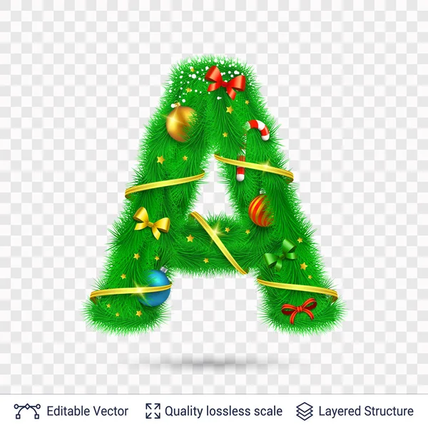 Köknar ağacı oyuncaklar ile tatil dekoratif harf. — Stok Vektör