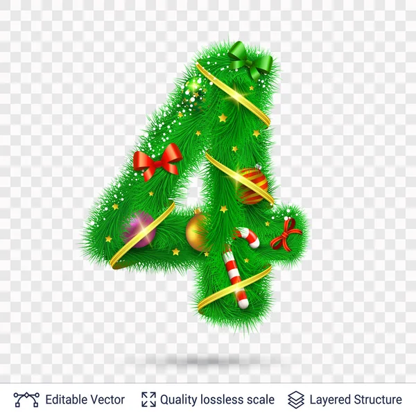 Köknar ağacı oyuncaklar ile tatil dekoratif sayısı. — Stok Vektör