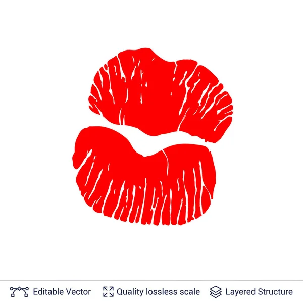 Imprimé lèvres rouges isolé sur fond blanc . — Image vectorielle
