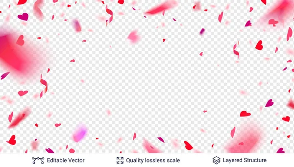 Rosa röd festlig konfetti suddig i rörelse. — Stock vektor