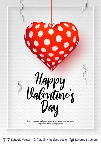 Happy Valentines day text and hearts on white. — Stock Vector