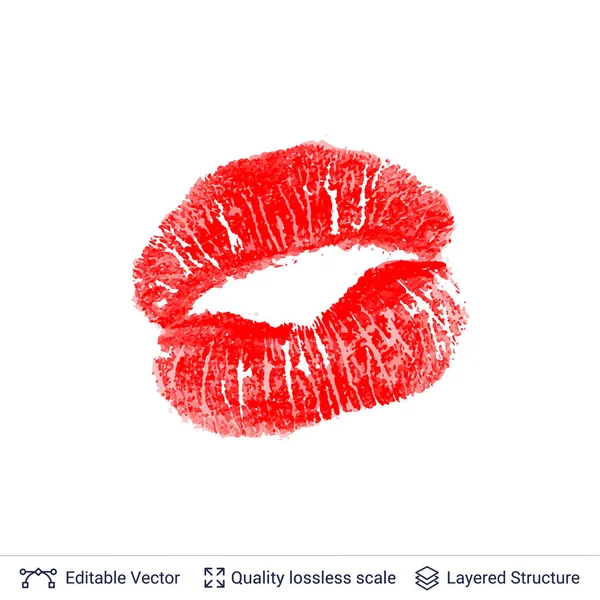 Lámina de labios rojos aislada sobre fondo blanco . — Vector de stock