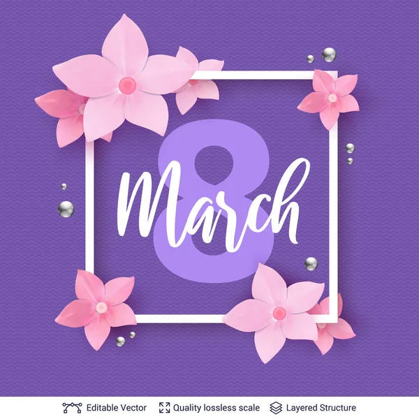 8. März Frauen Tageskarte oder Banner Vorlage. — Stockvektor