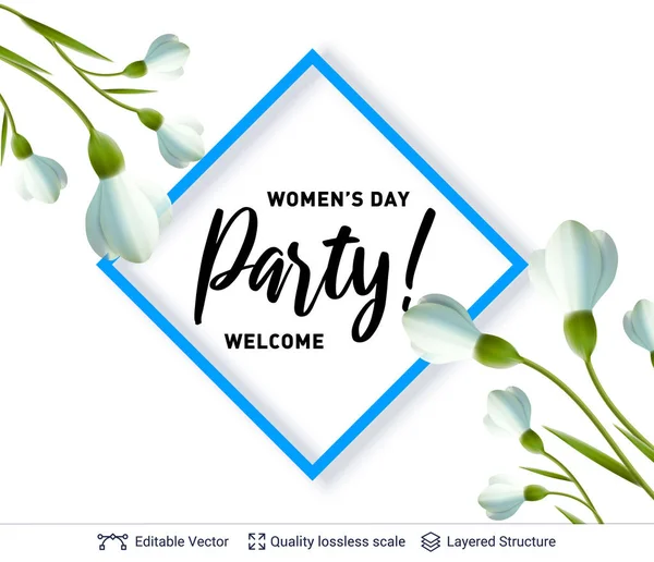 8 mars Womens Day card eller banner mall. — Stock vektor